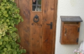 Antique oak door and matching letterbox