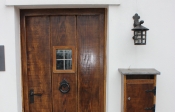 6. Medium Antique Solid Oak 3 Plank External door with window form £800.00+vat and frame £475.00+vat 27mm planks and 32mm ledges. Picture No 8 showing back of the door.