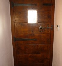 3. Solid oak double boarded antique door with vertical boards on the outside and horizontal boards inside 48mm thick door - view from inside