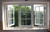 Sapele 3 light 2 opening casement window with horizontal and vertical bars